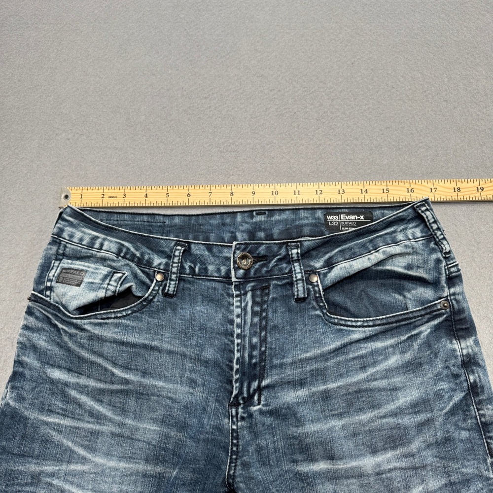 Buffalo David Bitton Jeans Men's 33x32 Blue Evan-X Slim Stretch Denim Whiskered - Picture 3 of 7